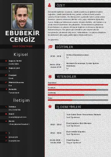 Sınıf Öğretmeni Cv Örnekleri cv indir